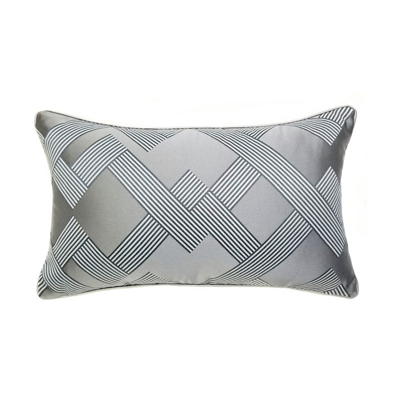 Classic Dark Gray Geometric Jacquard Pillow