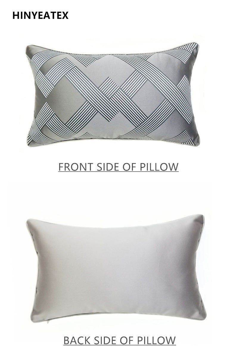 Classic Dark Gray Geometric Jacquard Pillow