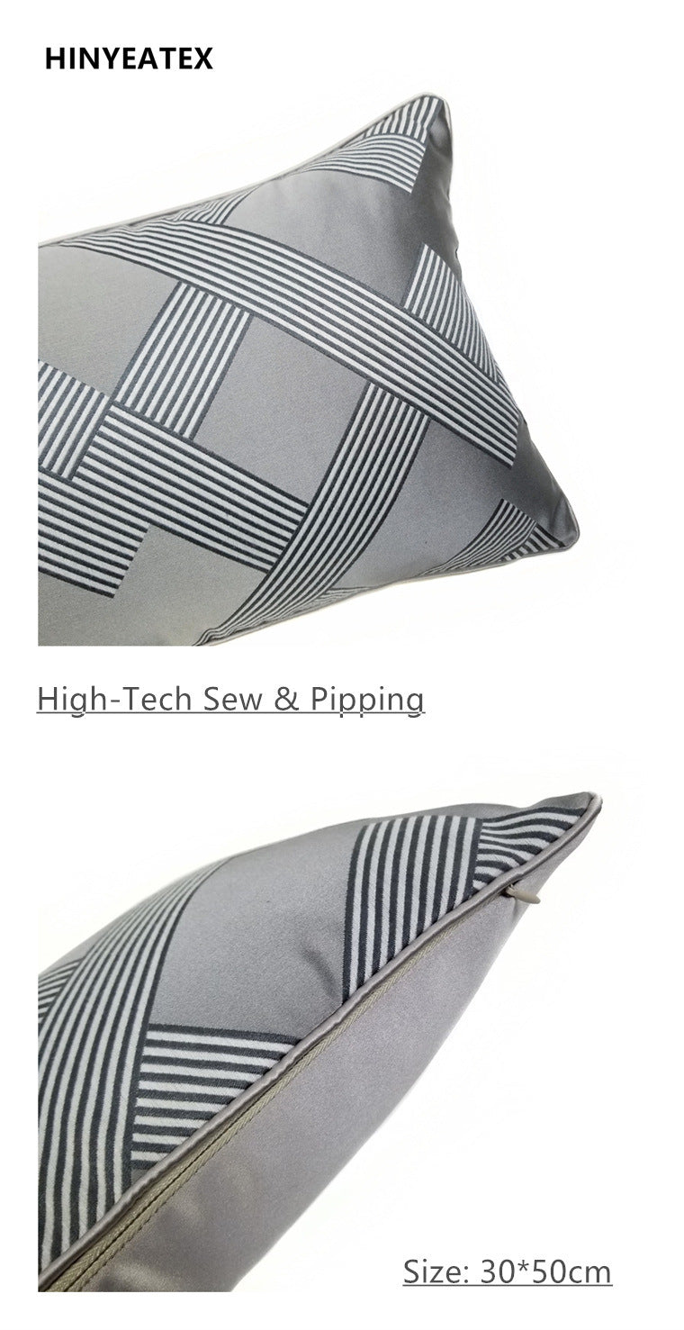 Classic Dark Gray Geometric Jacquard Pillow