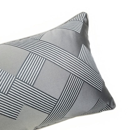 Classic Dark Gray Geometric Jacquard Pillow