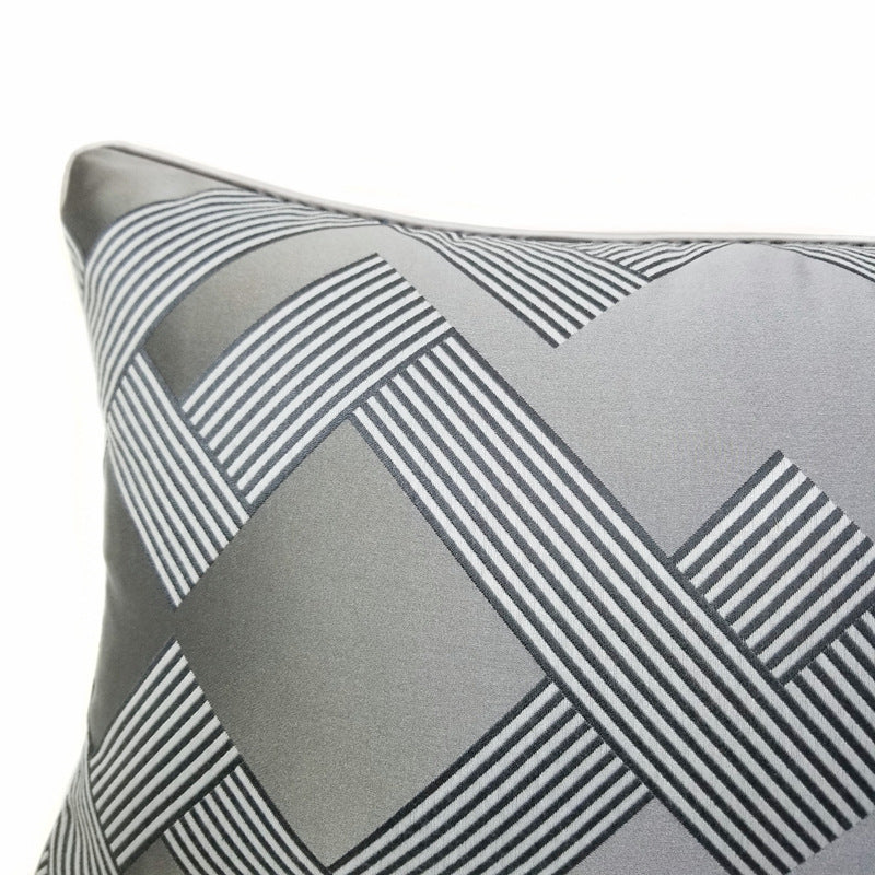 Classic Dark Gray Geometric Jacquard Pillow