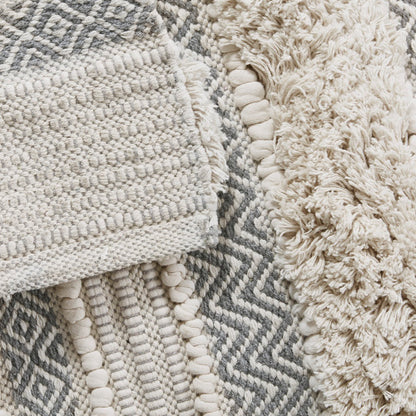 Woven Texture Stripe Bath Rug Grey 20x32