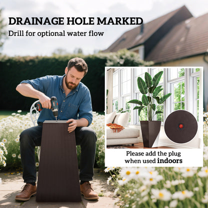 Set of 3 Tall Planters with Drainage Hole