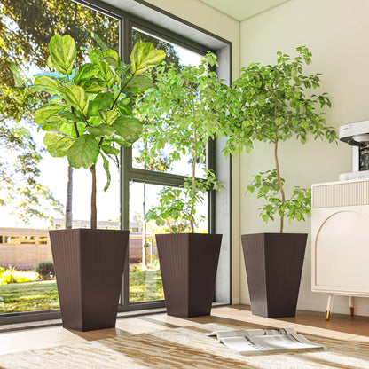 Set of 3 Tall Planters with Drainage Hole