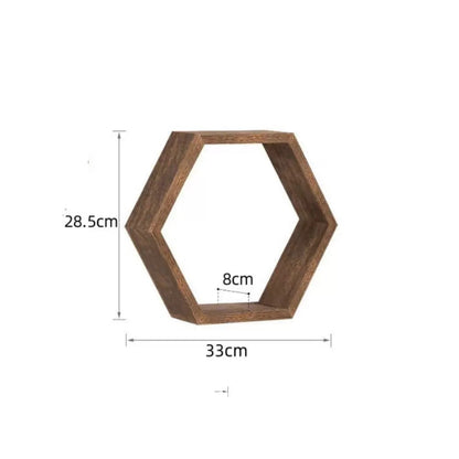 Wooden Household Wall-mounted Hexagonal Storage Rack Minimalist Shelf Living Room Background Decoration Shelf