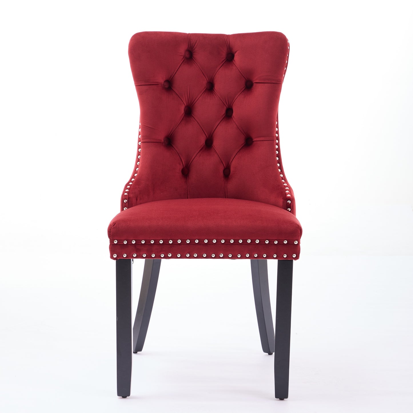 Classic Velvet Dining Chairs,  High-end Tufted Solid Wood Contemporary Velvet Upholstered Dining Chair With Wood Legs Nailhead, SET OF 2,Burgundy, Wine Red,SW2001WR