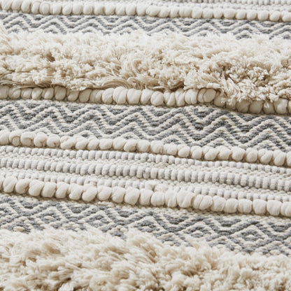Woven Texture Stripe Bath Rug Grey 20x32
