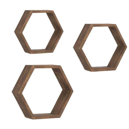 Wooden Household Wall-mounted Hexagonal Storage Rack Minimalist Shelf Living Room Background Decoration Shelf