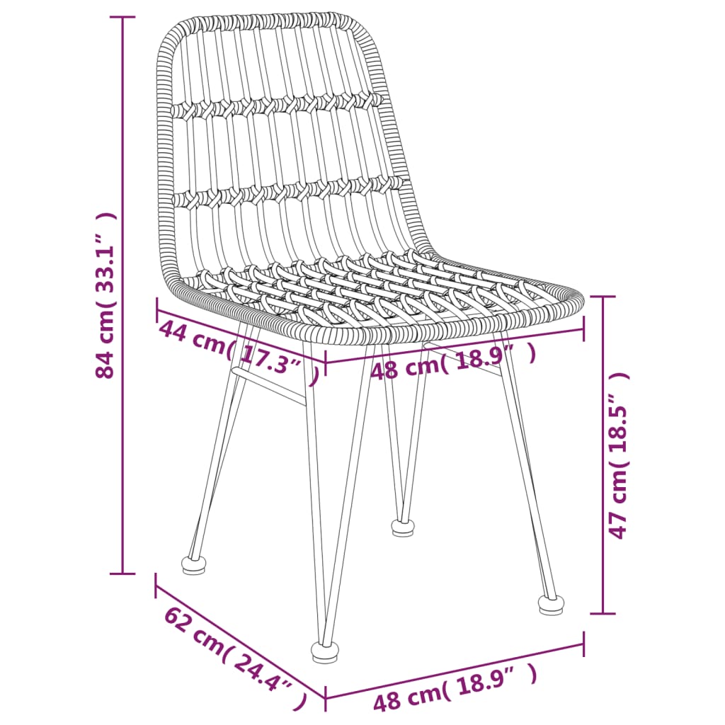 Garden Chairs, 2 pcs., 48x PE rattan