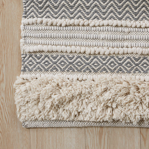 Woven Texture Stripe Bath Rug Grey 20x32