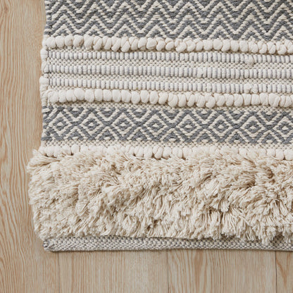 Woven Texture Stripe Bath Rug Grey 20x32
