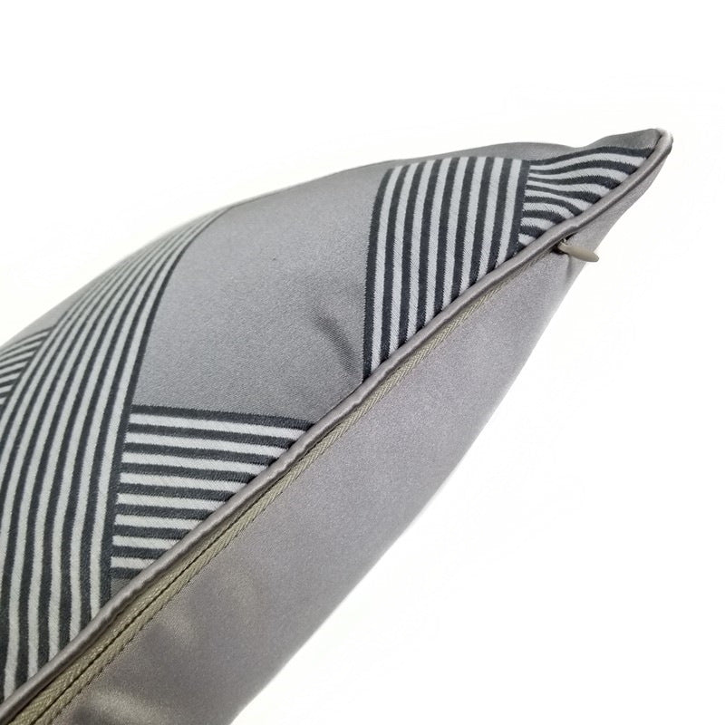 Classic Dark Gray Geometric Jacquard Pillow