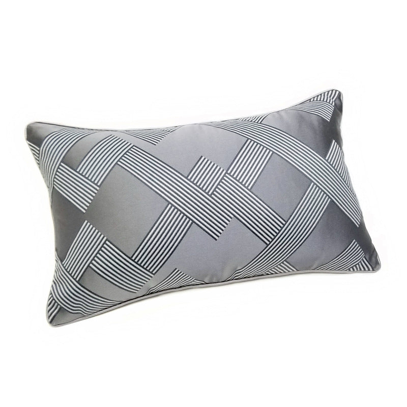 Classic Dark Gray Geometric Jacquard Pillow