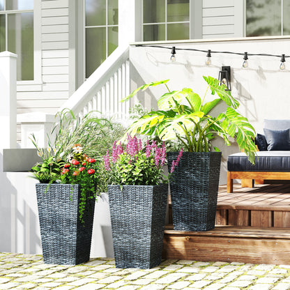 Set of 3 Tall Planters with Drainage Hole