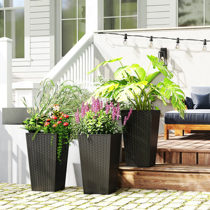 Set of 3 Tall Planters with Drainage Hole
